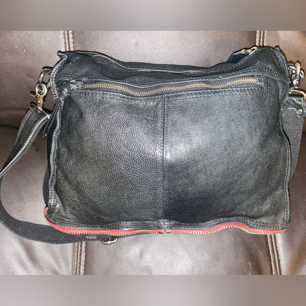 Diesel Y2K Distressed Black Leather Crossbody Bag Adjustable Strap
